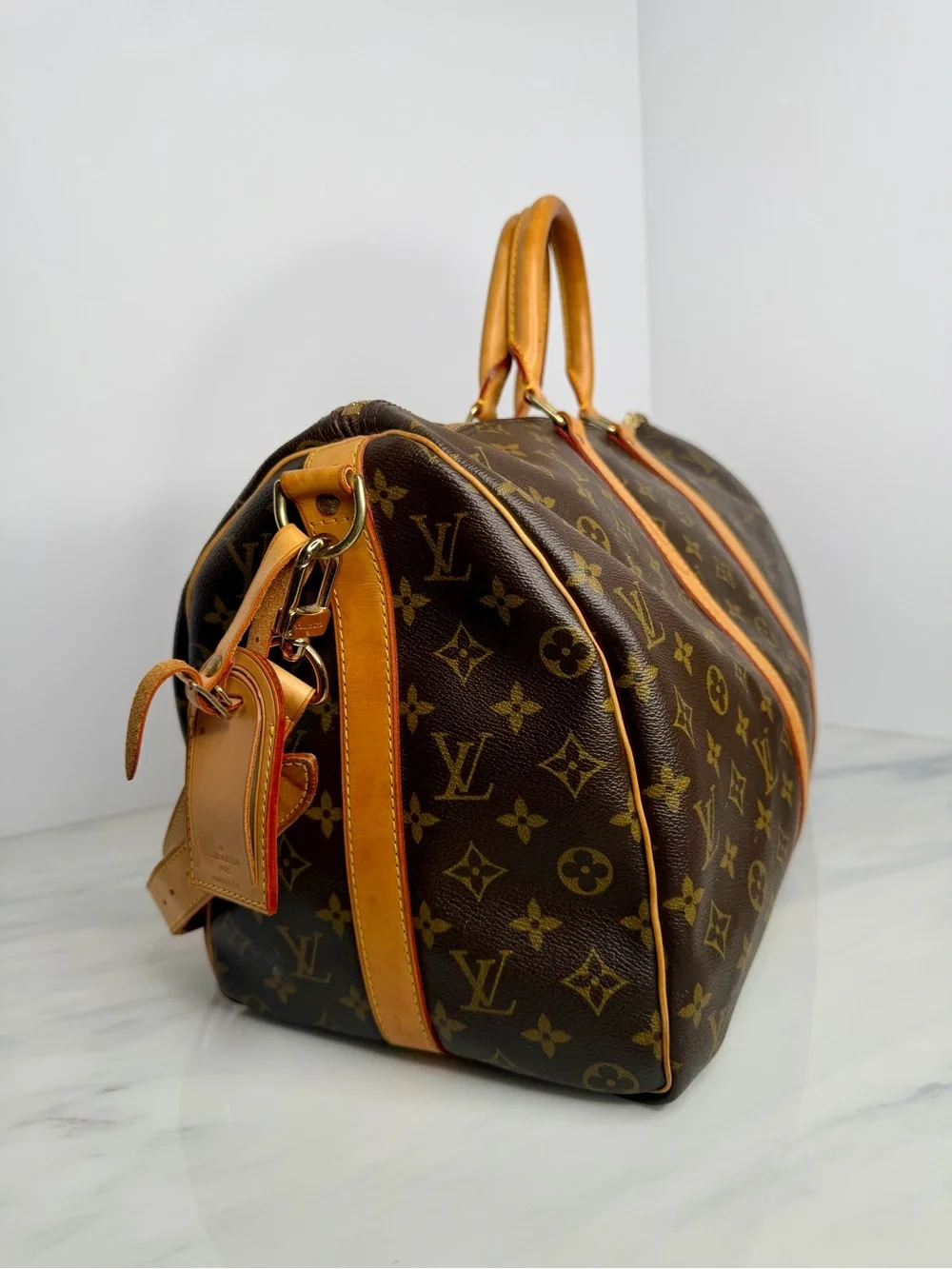 Louis Vuitton Keepall Bandoulière 50 Monogram Canvas Travel Bag w/ Strap